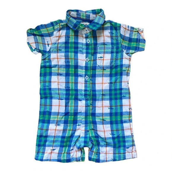 Hatley | Plaid Romper (18-24 mos) 🦈 - Picture 1 of 4